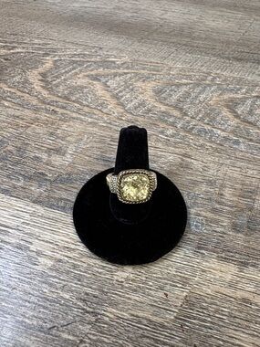 Lia Sophia Lemon Chiffon Ring Cushion Cut Crystal Statement Ring Size 6